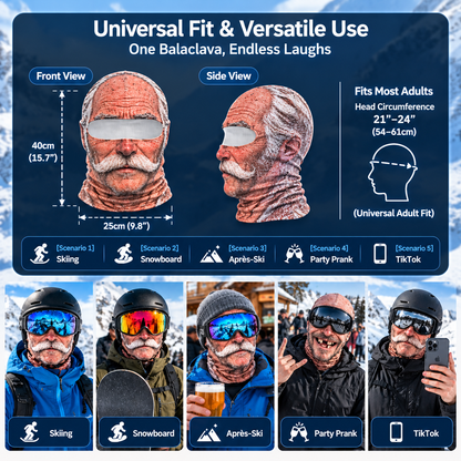 🎿Funny Old Man Ski Mask – The Ultimate Slope Prank