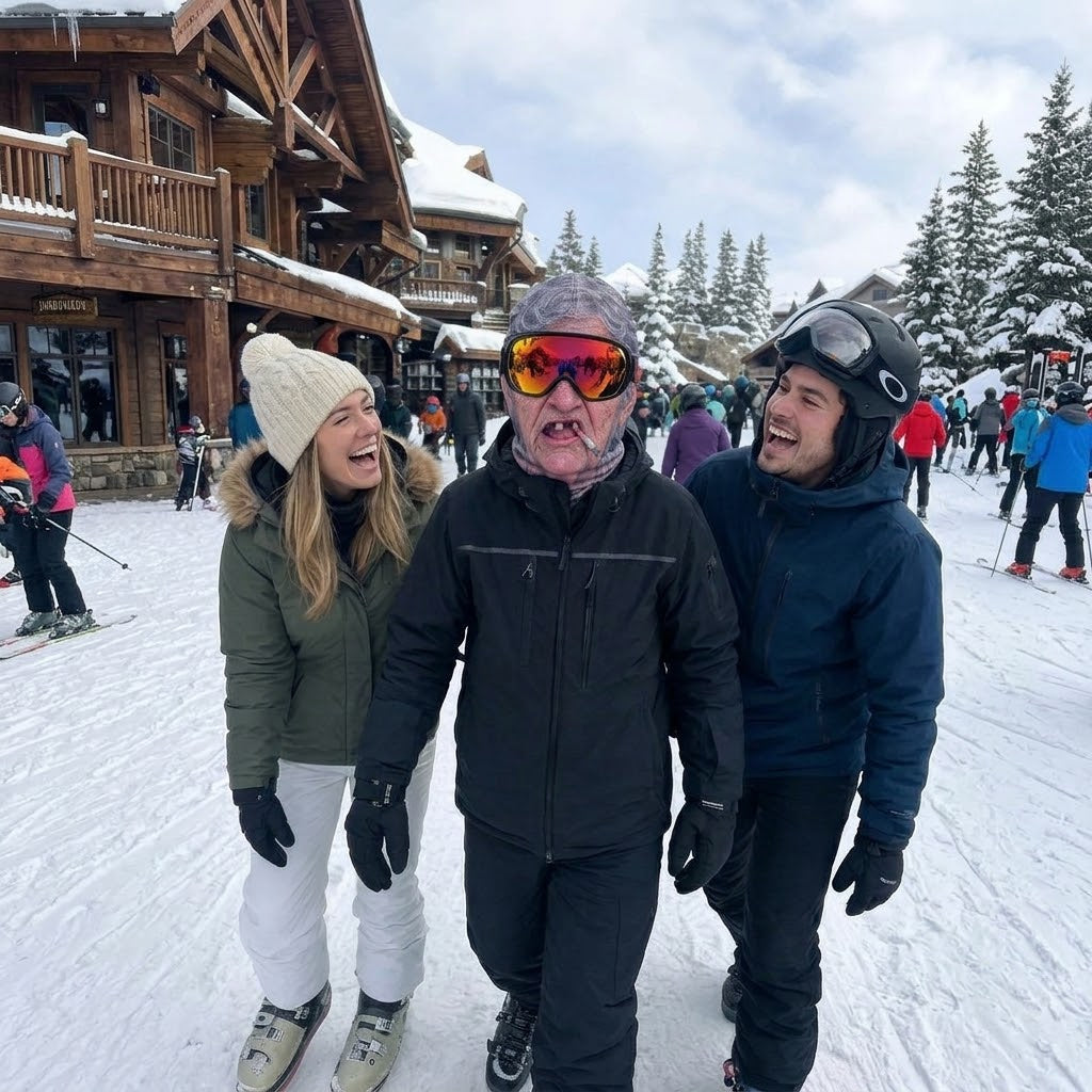 🎿Funny Old Man Ski Mask – The Ultimate Slope Prank