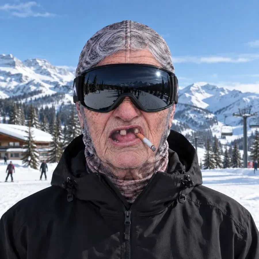 🎿Funny Old Man Ski Mask – The Ultimate Slope Prank